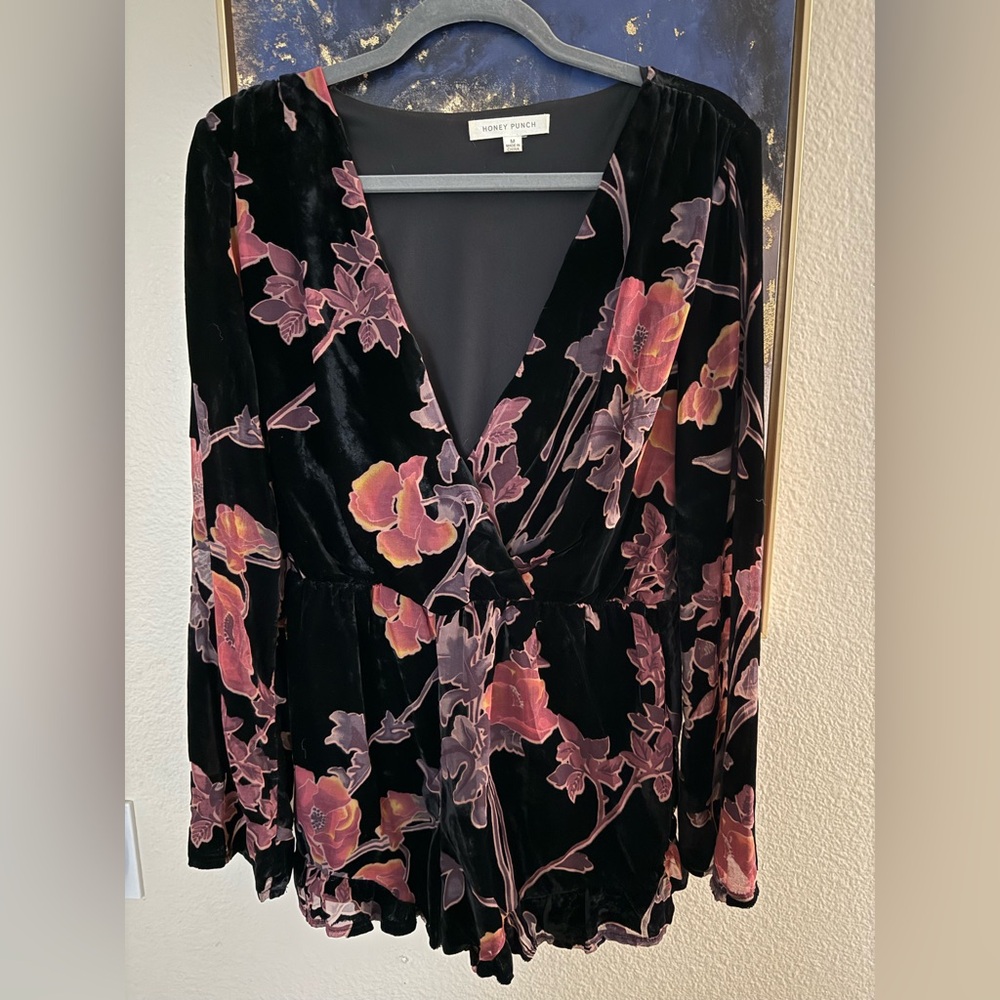 Floral Velvet Women romper